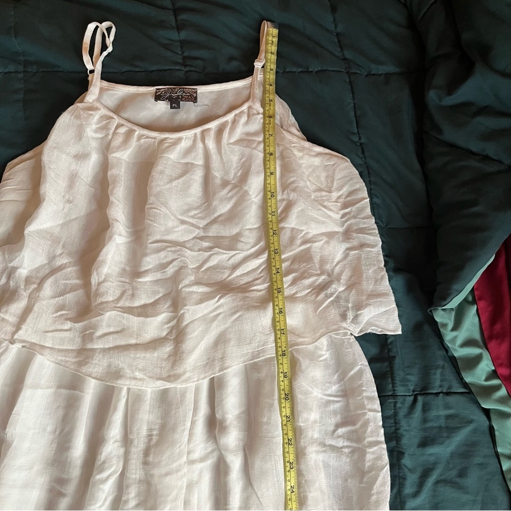 J Gee White and Navy Blue Embroidered Midi Spaghetti Strap Dress - Picture 10 of 13